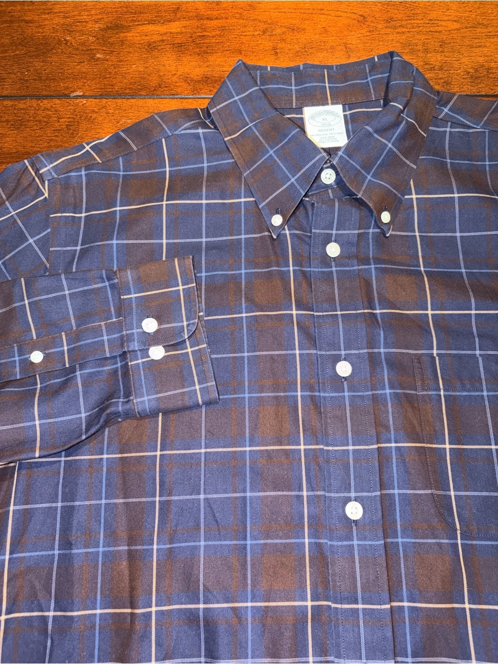 Brooks Brothers Men’s XL Regent Fit Non-Iron Cotton Multi-Windowpane Dress Shirt